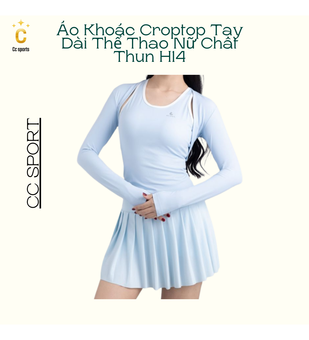 Áo Khoác Croptop Tay Dài Thể Thao Nữ Chất Thun H14