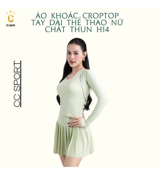 Áo Khoác Croptop Tay Dài Thể Thao Nữ Chất Thun H14