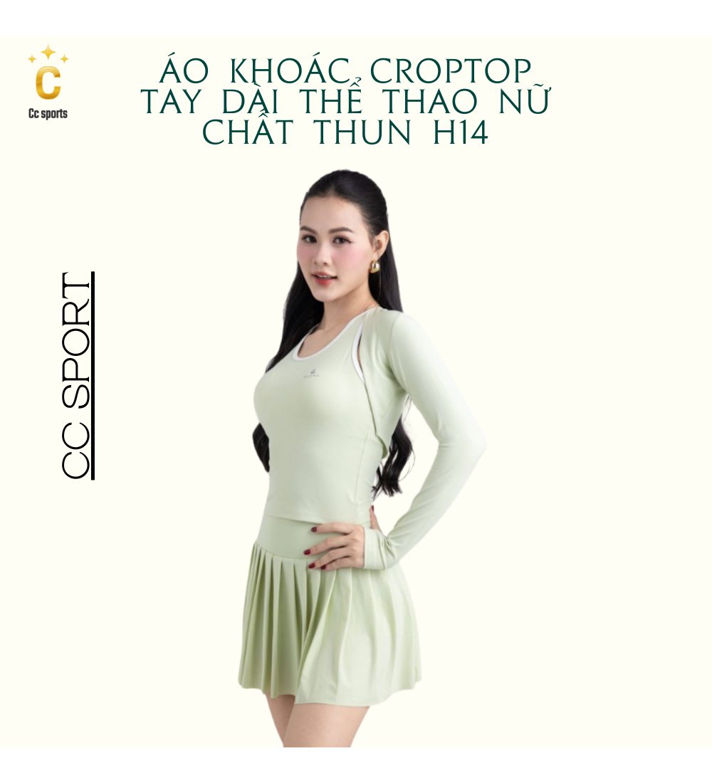 Áo Khoác Croptop Tay Dài Thể Thao Nữ Chất Thun H14