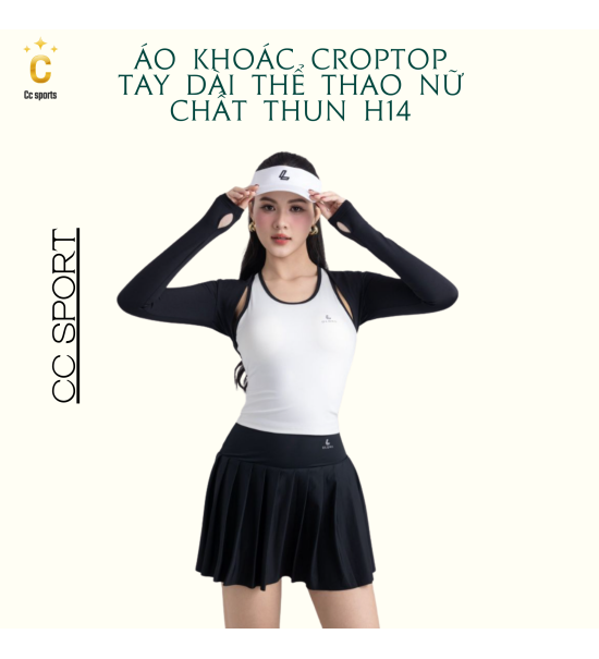 Áo Khoác Croptop Tay Dài Thể Thao Nữ Chất Thun H14