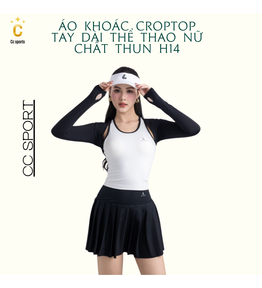 Áo Khoác Croptop Tay Dài Thể Thao Nữ Chất Thun H14