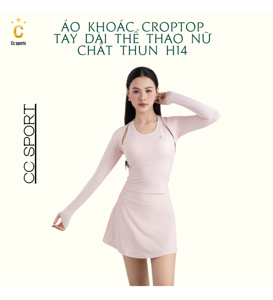 Áo Khoác Croptop Tay Dài Thể Thao Nữ Chất Thun H14