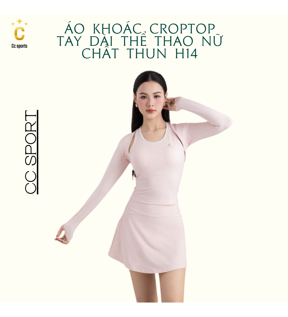 Áo Khoác Croptop Tay Dài Thể Thao Nữ Chất Thun H14