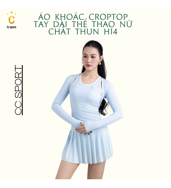 Áo Khoác Croptop Tay Dài Thể Thao Nữ Chất Thun H14