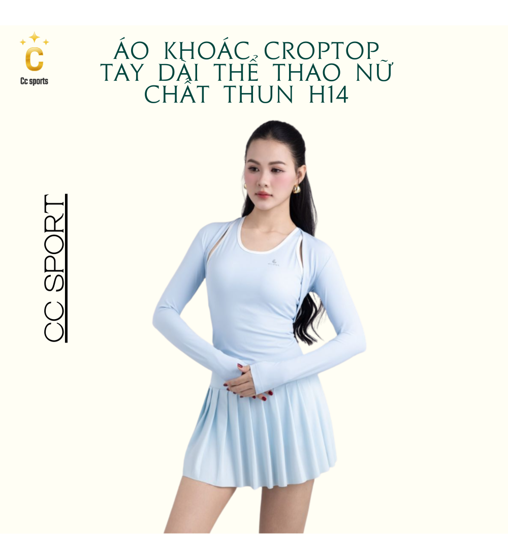 Áo Khoác Croptop Tay Dài Thể Thao Nữ Chất Thun H14