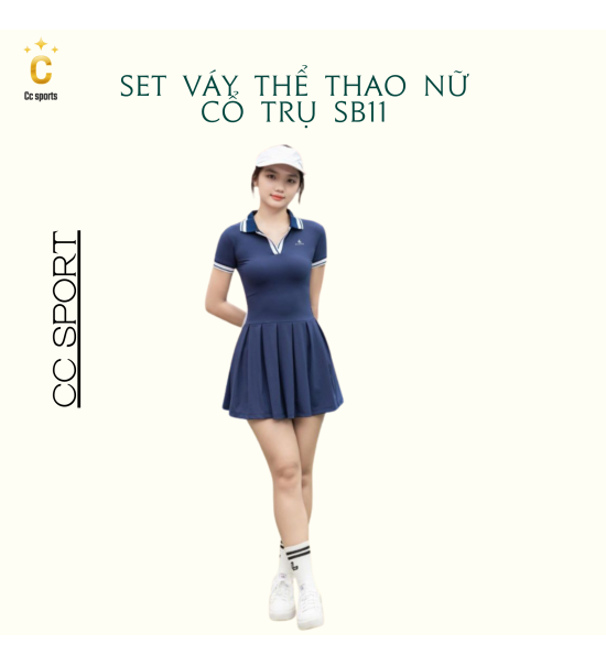 Set Váy Thể Thao Nữ Cổ Trụ SB11 Xanh Than