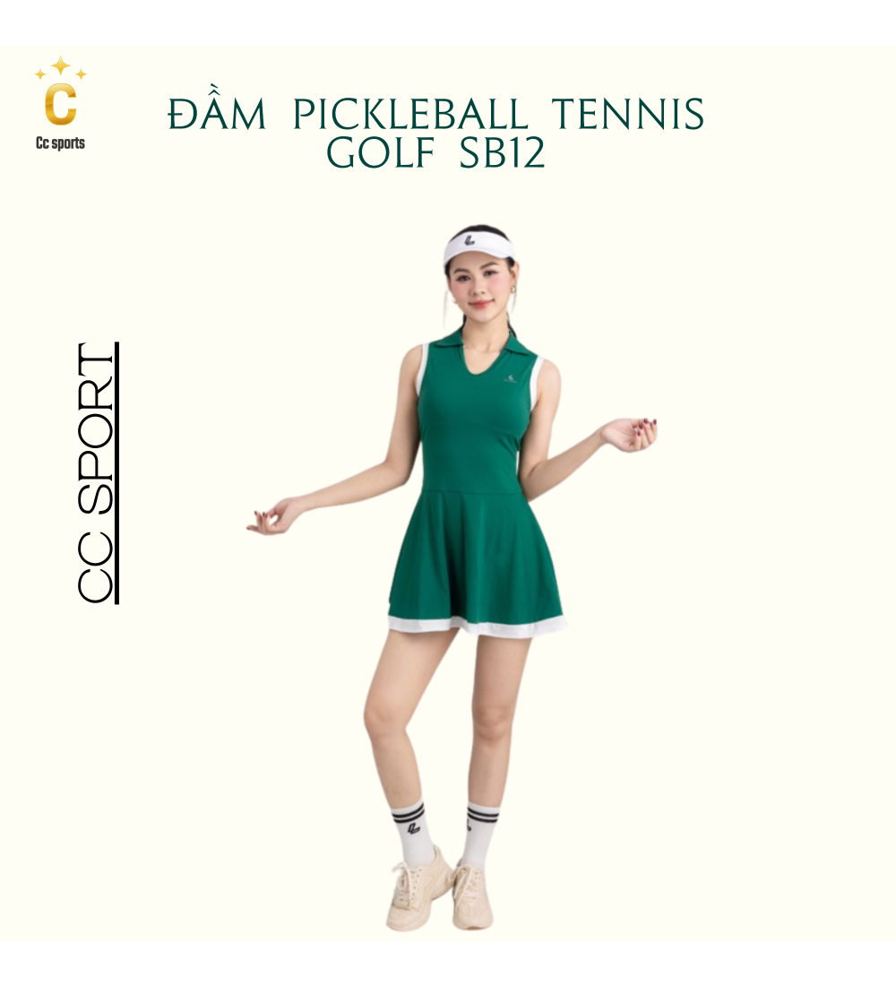 Đầm Pickleball Tennis Golf Thể Thao Nữ Phối Viền SB12