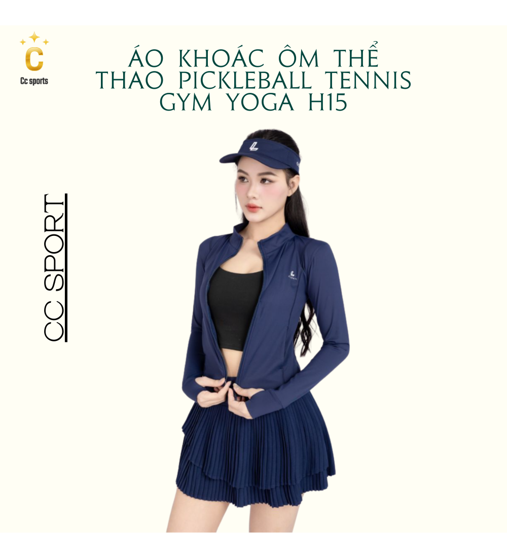 Áo khoác ôm thể thao pickleball tennis gym yoga chất liệu cao cấp H15