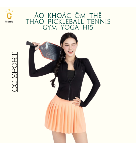 Áo khoác ôm thể thao pickleball tennis gym yoga chất liệu cao cấp H15