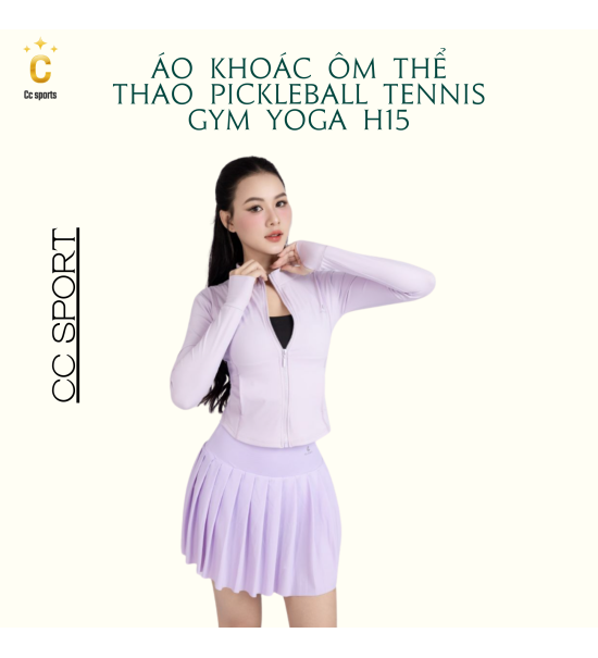 Áo khoác ôm thể thao pickleball tennis gym yoga chất liệu cao cấp H15