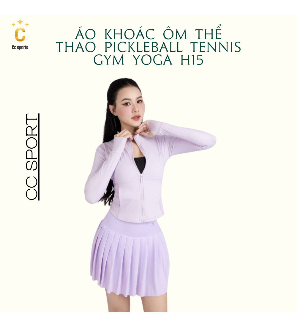 Áo khoác ôm thể thao pickleball tennis gym yoga chất liệu cao cấp H15