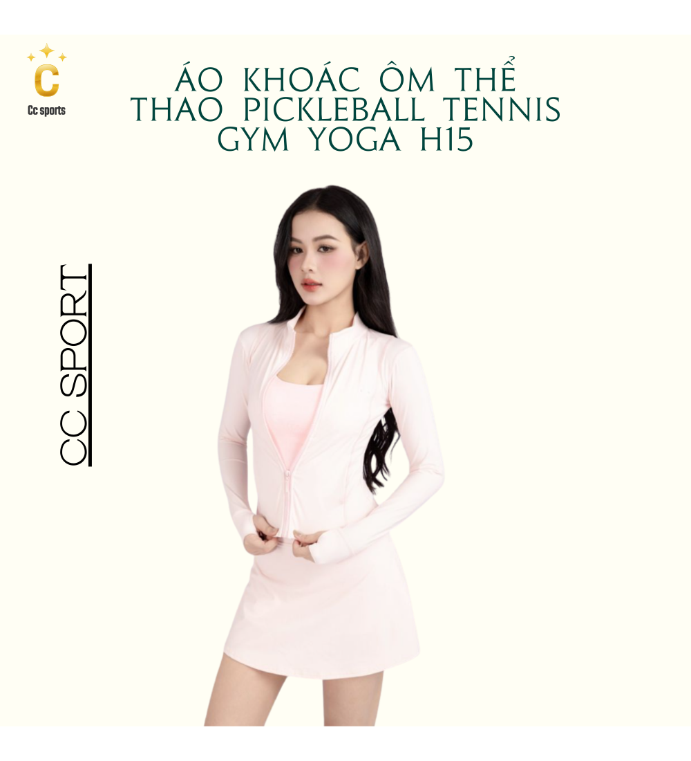 Áo khoác ôm thể thao pickleball tennis gym yoga chất liệu cao cấp H15