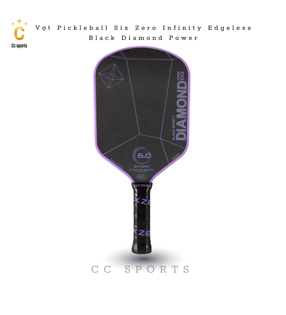 Vợt Pickleball Six Zero Black Diamond  14mm