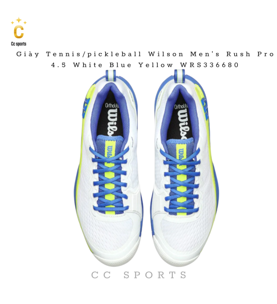 Giày Tennis/pickleball Wilson Men's Rush Pro 4.5 White Blue Yellow WRS336680