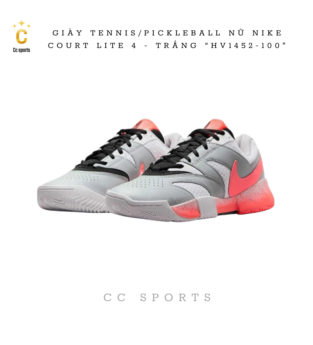GIÀY TENNIS/PICKLEBALL NỮ NIKE COURT LITE 4 - TRẮNG “HV1452-100”