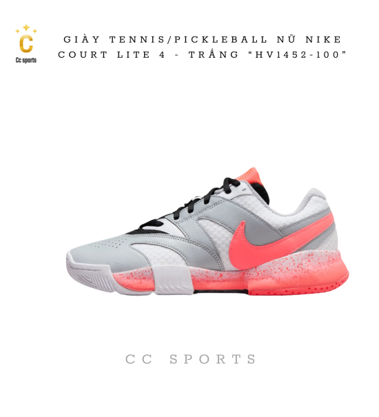GIÀY TENNIS/PICKLEBALL NỮ NIKE COURT LITE 4 - TRẮNG “HV1452-100”