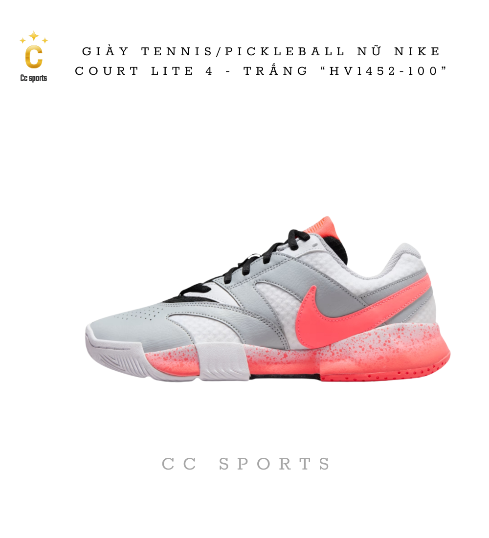 GIÀY TENNIS/PICKLEBALL NỮ NIKE COURT LITE 4 - TRẮNG “HV1452-100”