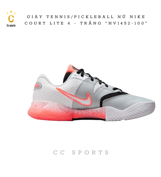 GIÀY TENNIS/PICKLEBALL NỮ NIKE COURT LITE 4 - TRẮNG “HV1452-100”