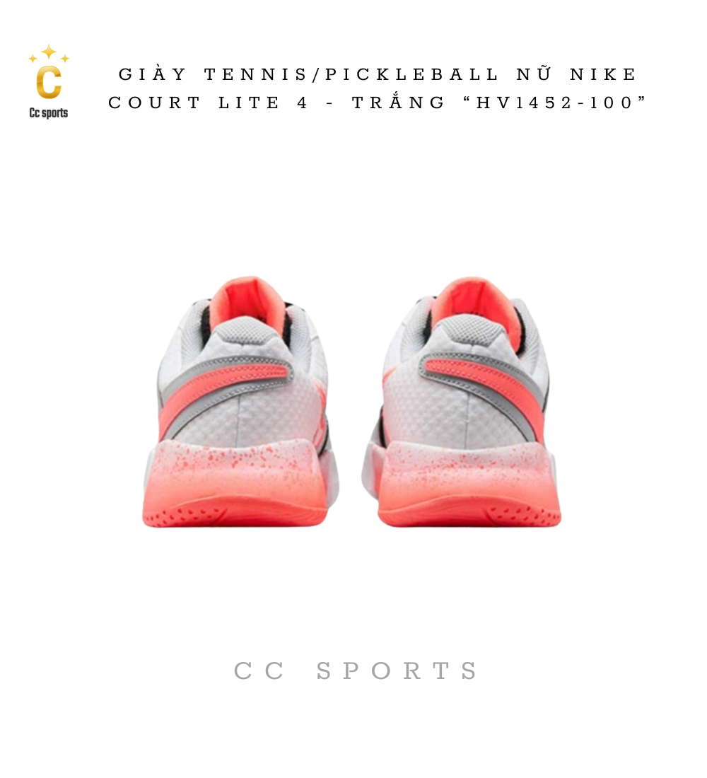 GIÀY TENNIS/PICKLEBALL NỮ NIKE COURT LITE 4 - TRẮNG “HV1452-100”