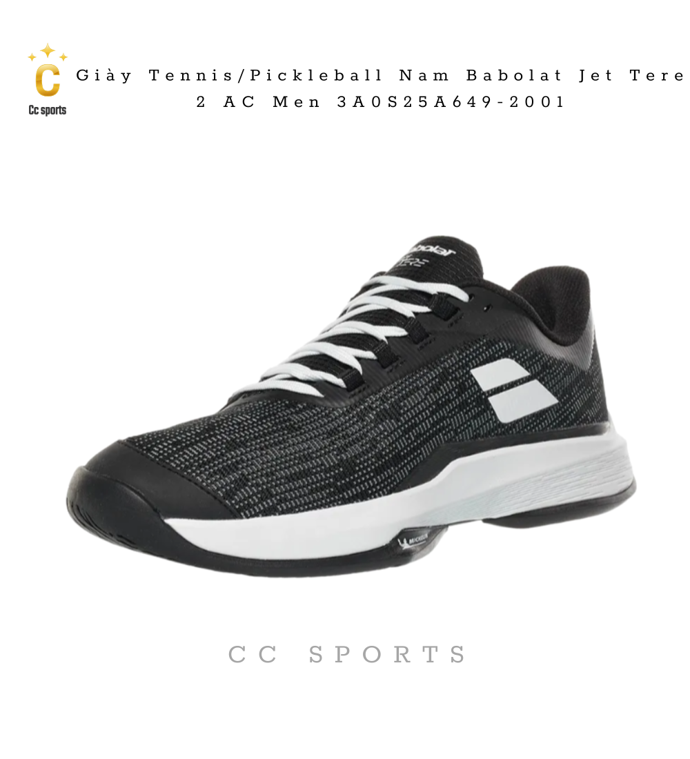 Giày Tennis/Pickleball Babolat Jet Tere 2 All Court Men ‘Black White’ 3A0S25A649-2001