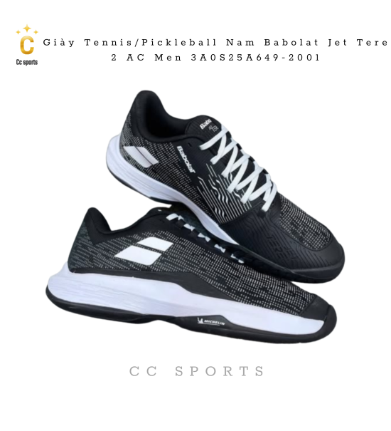 Giày Tennis/Pickleball Babolat Jet Tere 2 All Court Men ‘Black White’ 3A0S25A649-2001