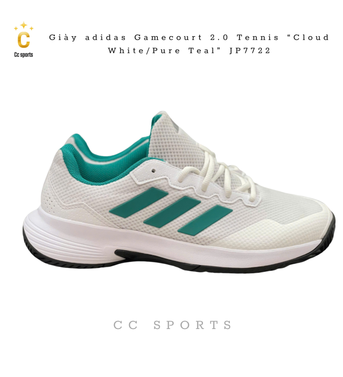 Giày adidas Gamecourt 2.0 Tennis “Cloud White/Pure Teal” JP7722