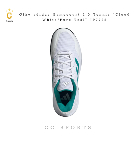Giày adidas Gamecourt 2.0 Tennis “Cloud White/Pure Teal” JP7722