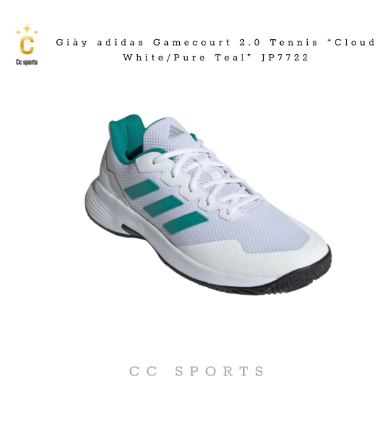 Giày adidas Gamecourt 2.0 Tennis “Cloud White/Pure Teal” JP7722