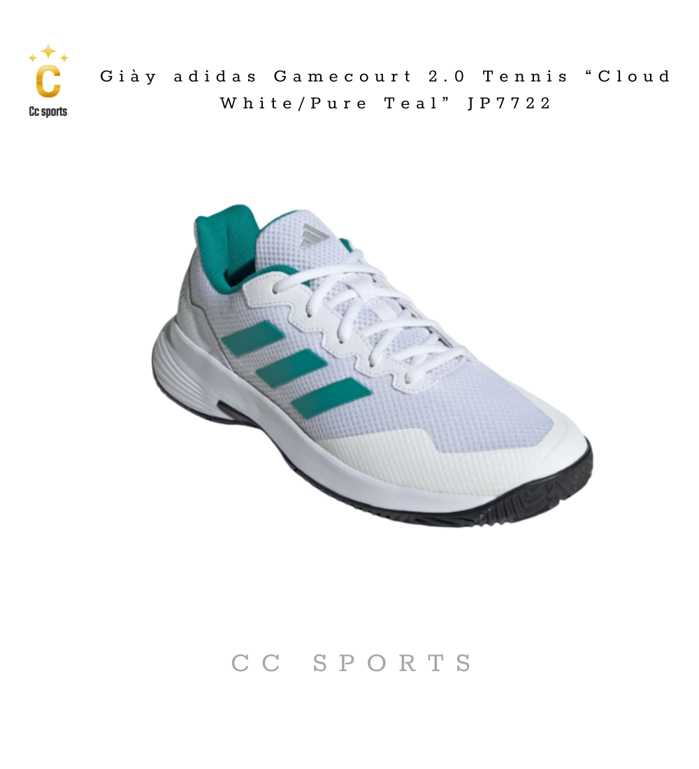 Giày adidas Gamecourt 2.0 Tennis “Cloud White/Pure Teal” JP7722