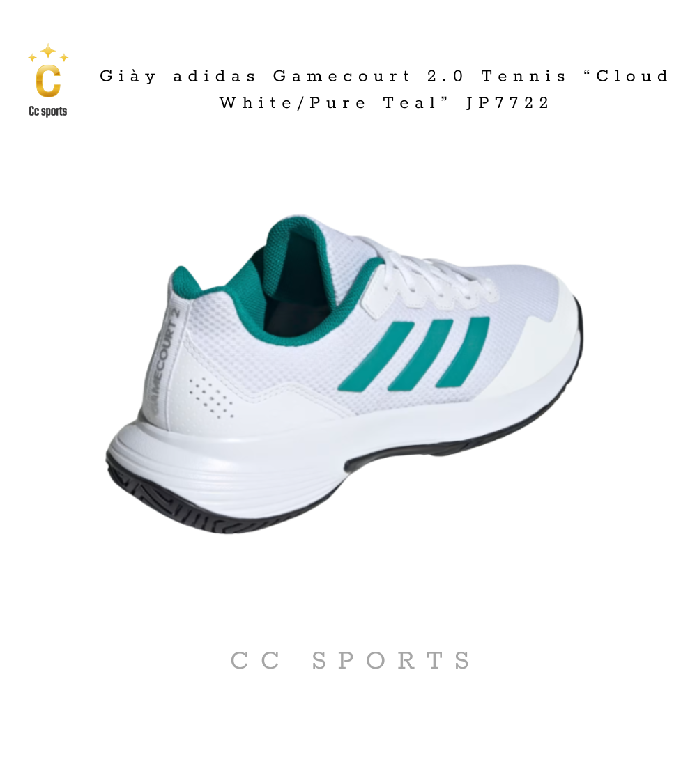 Giày adidas Gamecourt 2.0 Tennis “Cloud White/Pure Teal” JP7722
