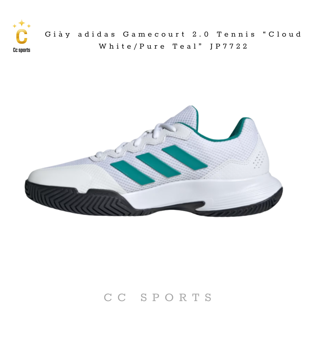 Giày adidas Gamecourt 2.0 Tennis “Cloud White/Pure Teal” JP7722