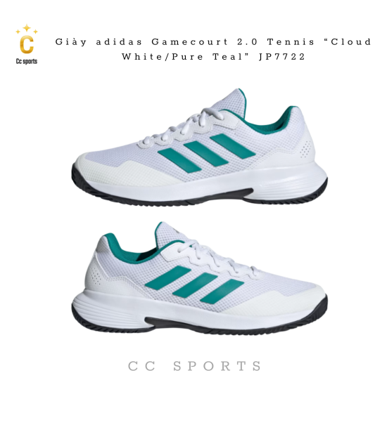 Giày adidas Gamecourt 2.0 Tennis “Cloud White/Pure Teal” JP7722