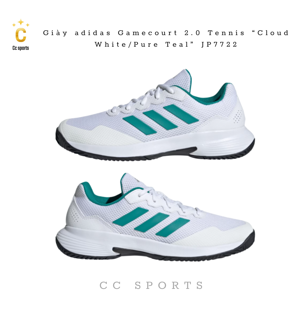 Giày adidas Gamecourt 2.0 Tennis “Cloud White/Pure Teal” JP7722