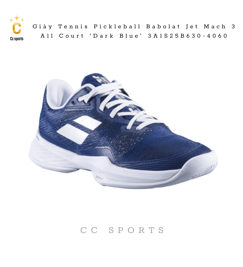 Giày Tennis Pickleball Babolat Jet Mach 3 All Court ‘Dark Blue’ 3A1S25B630-4060