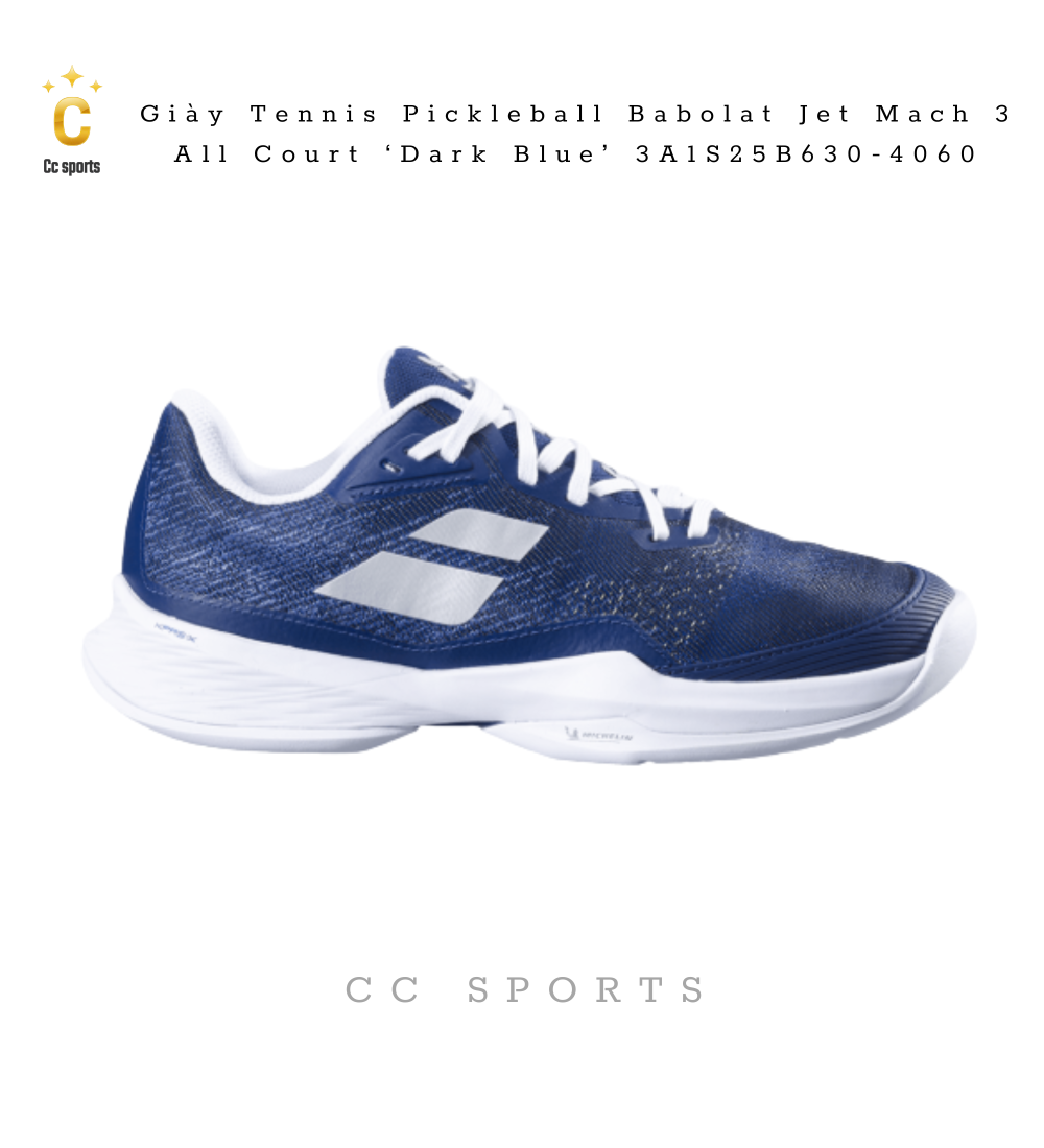 Giày Tennis Pickleball Babolat Jet Mach 3 All Court ‘Dark Blue’ 3A1S25B630-4060