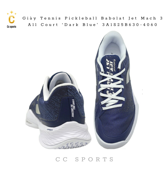 Giày Tennis Pickleball Babolat Jet Mach 3 All Court ‘Dark Blue’ 3A1S25B630-4060
