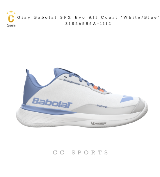 Giày Babolat SFX Evo All Court Women "White Sky Blue" 31S26556A-1112