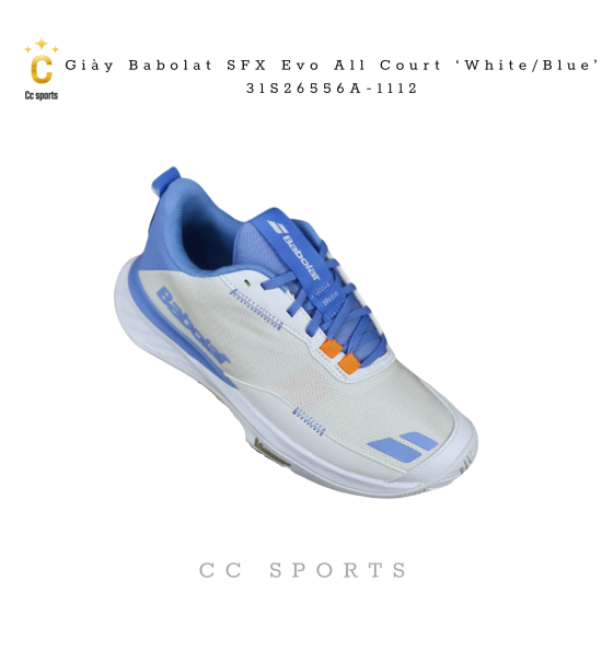 Giày Babolat SFX Evo All Court Women "White Sky Blue" 31S26556A-1112