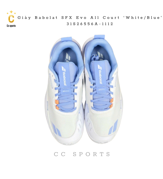 Giày Babolat SFX Evo All Court Women "White Sky Blue" 31S26556A-1112