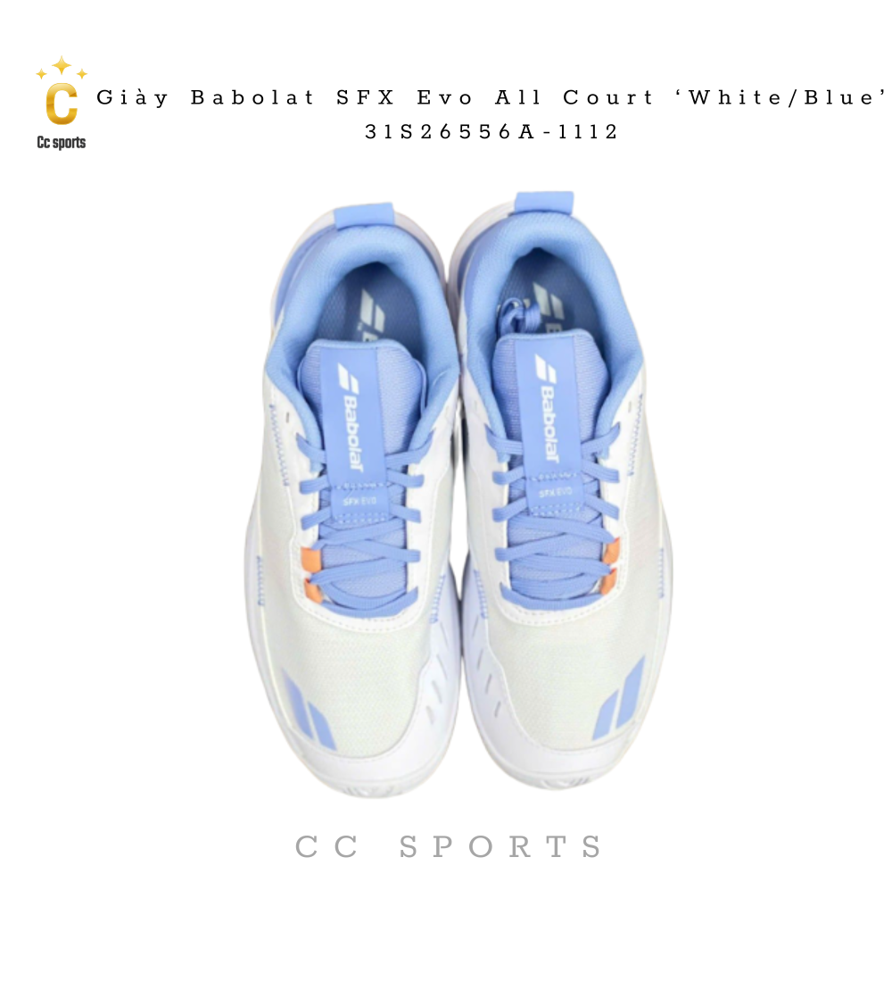 Giày Babolat SFX Evo All Court Women "White Sky Blue" 31S26556A-1112