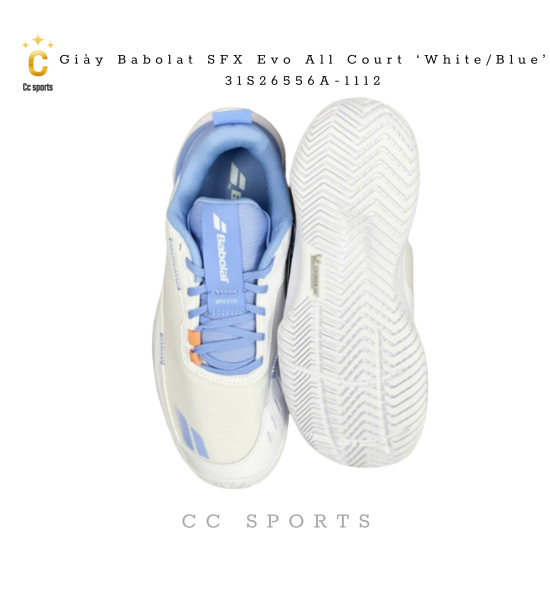 Giày Babolat SFX Evo All Court Women "White Sky Blue" 31S26556A-1112