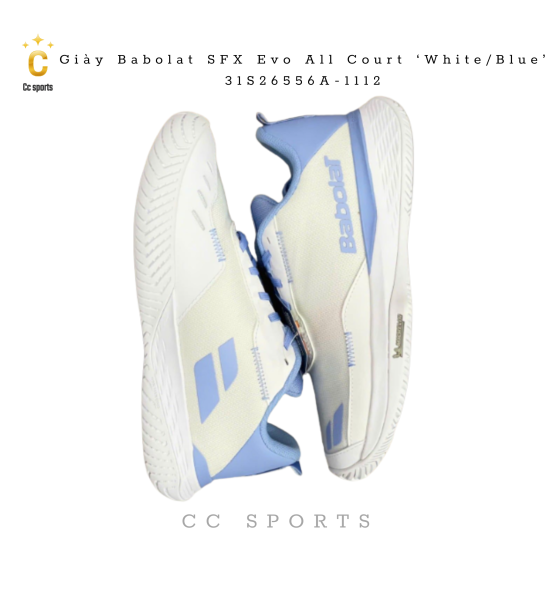 Giày Babolat SFX Evo All Court Women "White Sky Blue" 31S26556A-1112