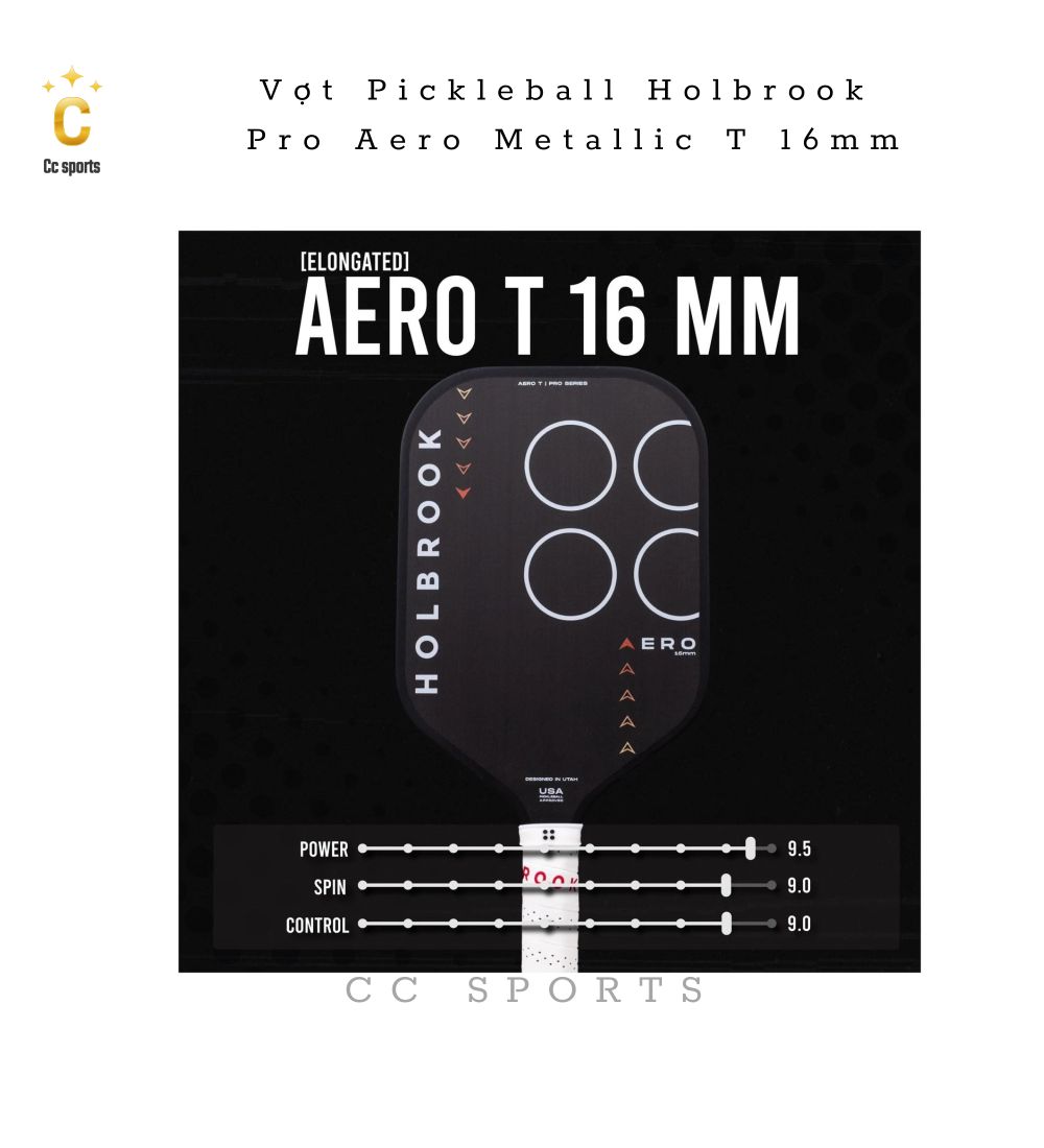 Vợt Pickleball Holbrook Pro Aero Kevlar T 16mm