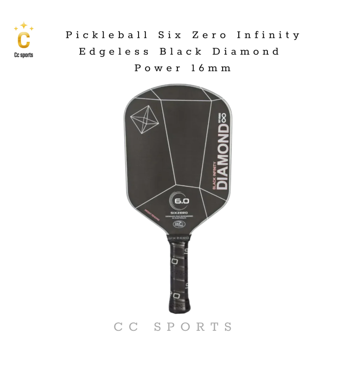 Vợt Pickleball Six Zero Black Diamond Power 16mm Màu Xám