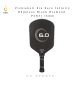 Vợt Pickleball Six Zero Black Diamond Power 16mm Màu Xám