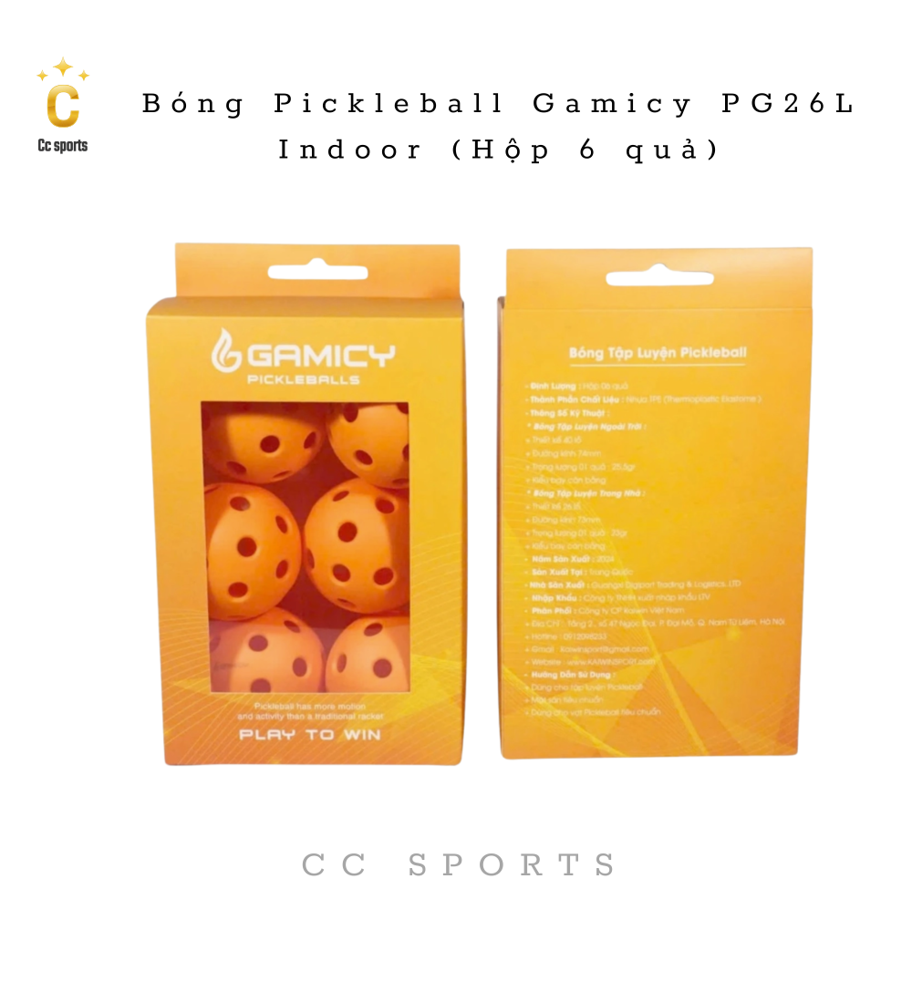 Bóng Pickleball Gamicy PG26L Indoor (Hộp 6 quả)