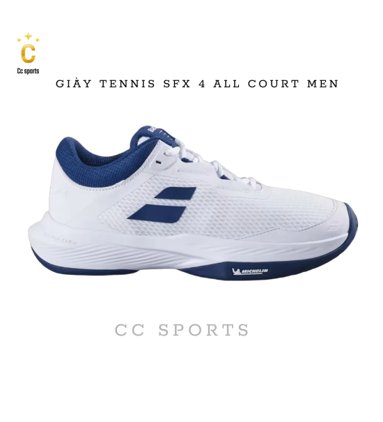 Giày Tennis/Pickleball Babolat Sfx 4 All Court Men trắng đế navy