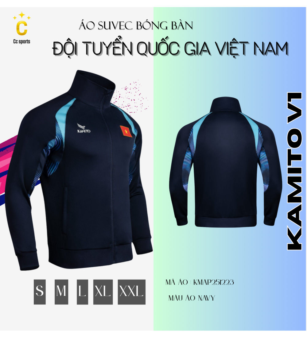 Áo Suvec bóng bàn ĐTQG Việt Nam Kamito V1