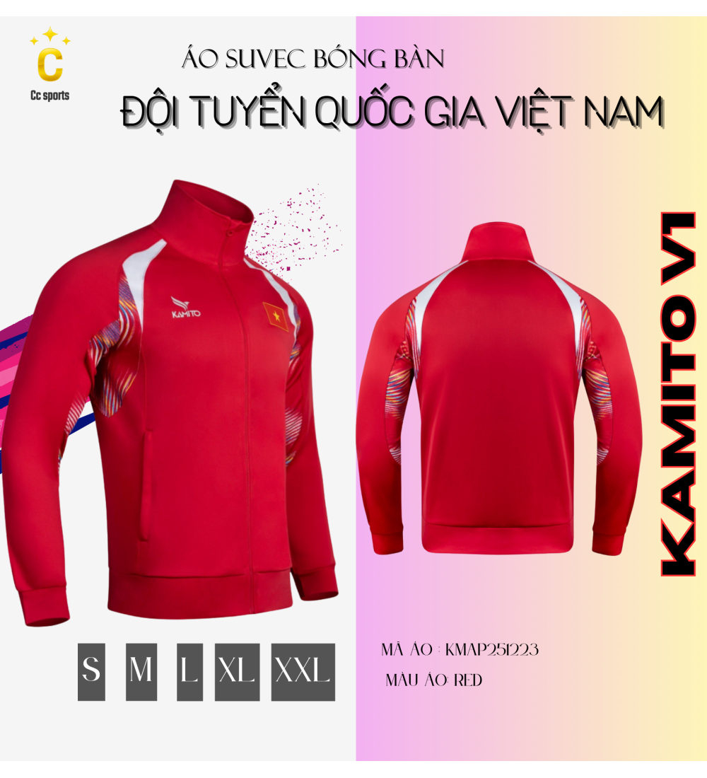 Áo Suvec bóng bàn ĐTQG Việt Nam Kamito V1
