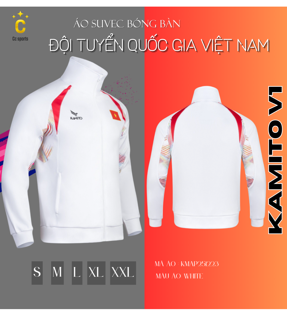 Áo Suvec bóng bàn ĐTQG Việt Nam Kamito V1